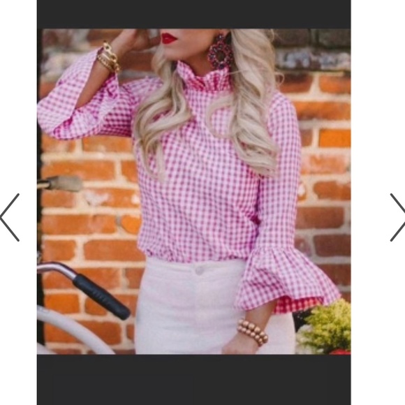Elizabeth Wilson Pink Gingham top - Picture 2 of 2